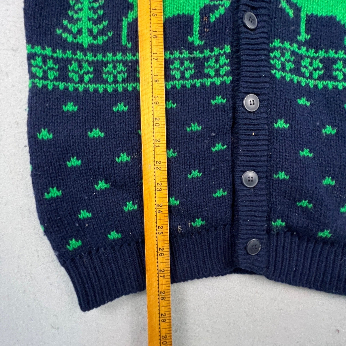 United Colors of Benetton Cardigan Mens L Navy Green Reindeer Shetland Wool