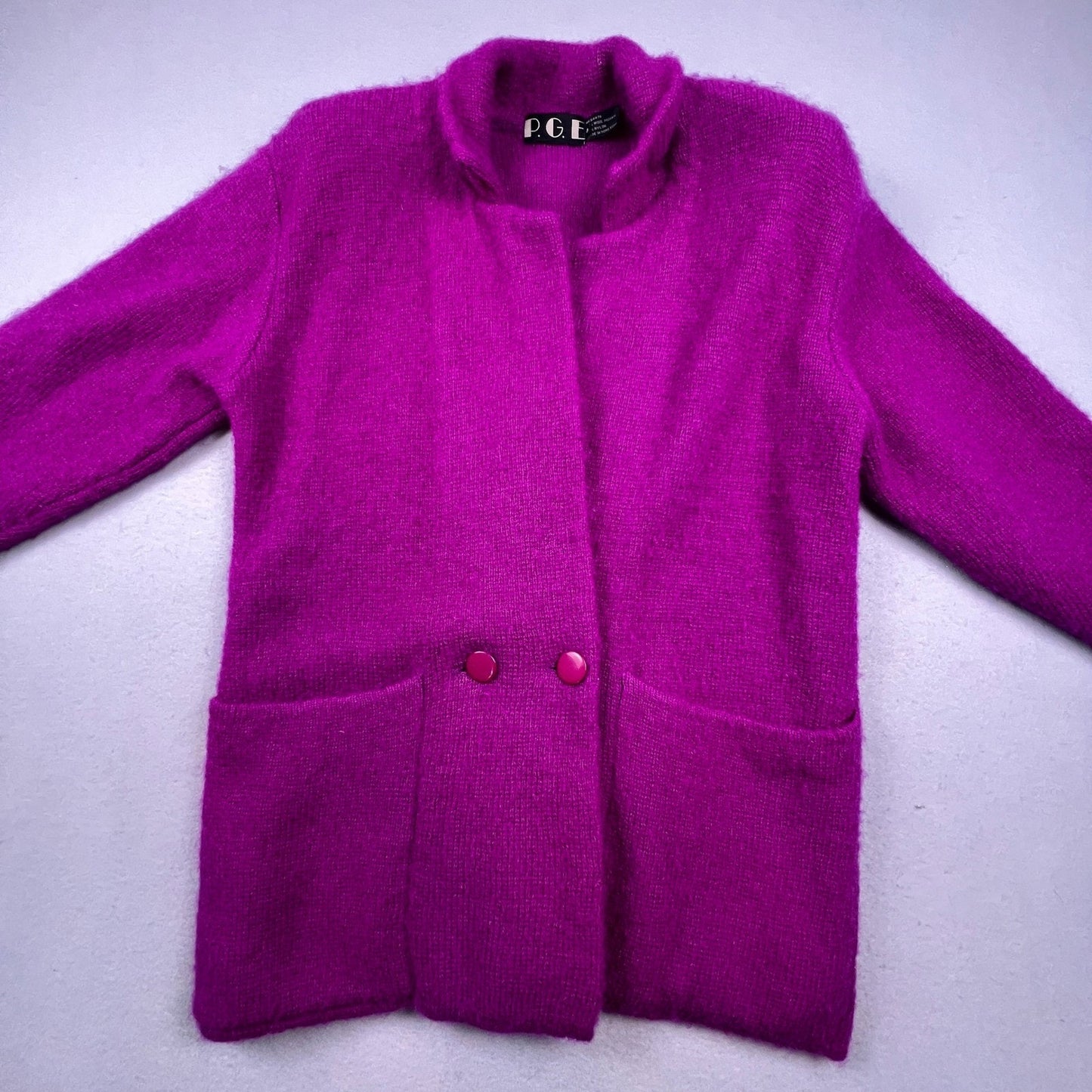 VTG P.G.E. Mohair Wool Cardigan Sweater Womens Medium Fuzzy Coat Classy 90s