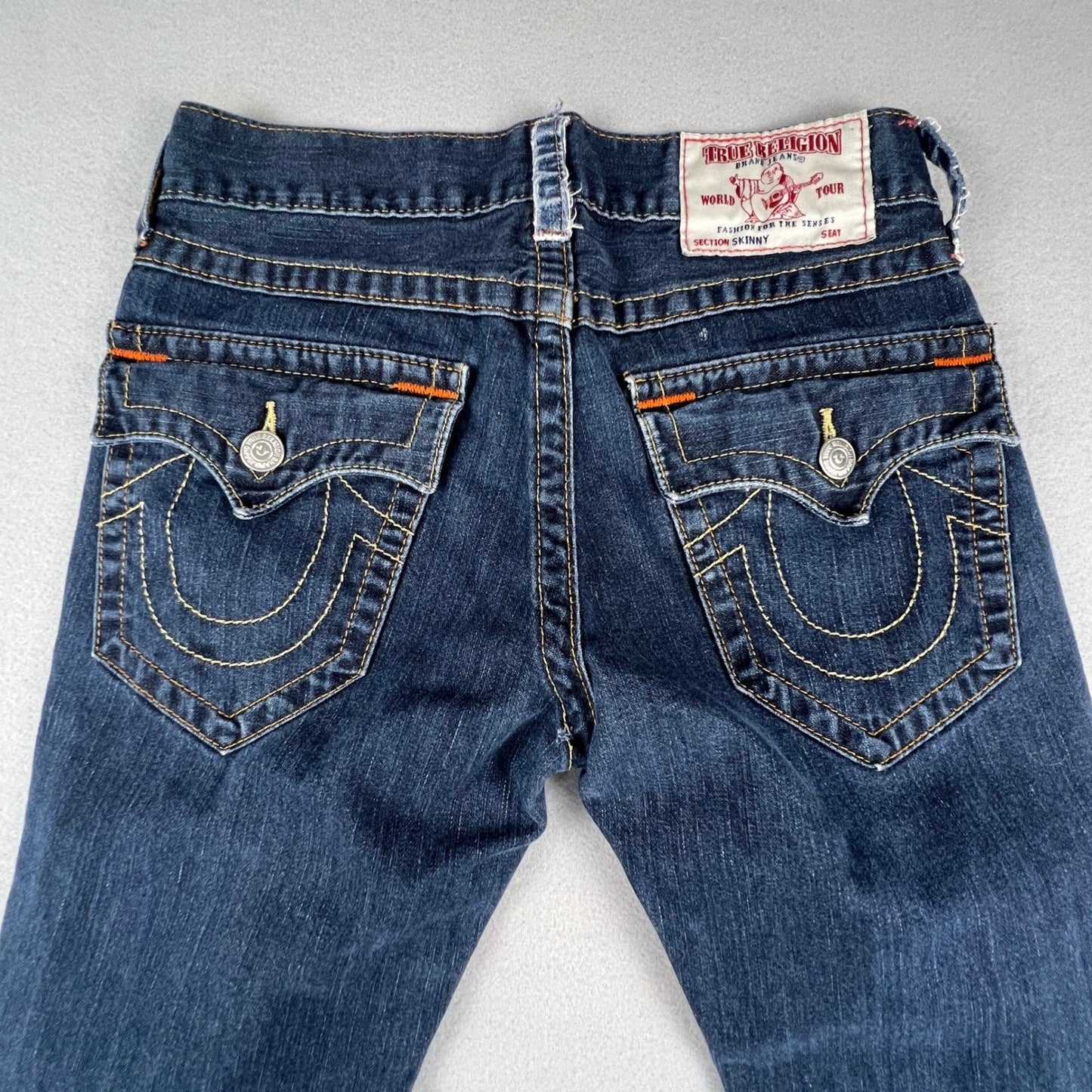 True Religion Skinny Jeans Womens 25 Dark Wash Low Rise Horseshoe Y2K Denim