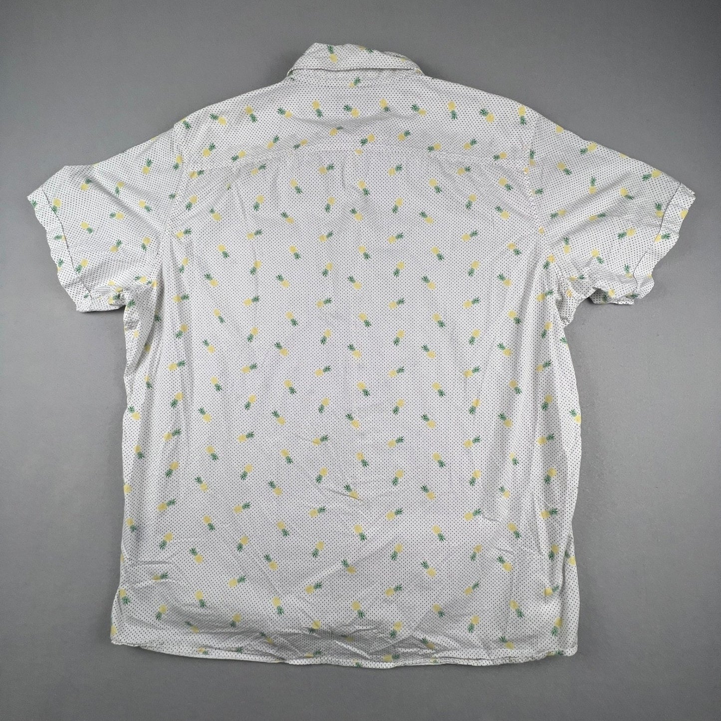 Tropical Button Down Shirt Mens 3XL Tall Pineapple Polka Dot Casual Apt. 9