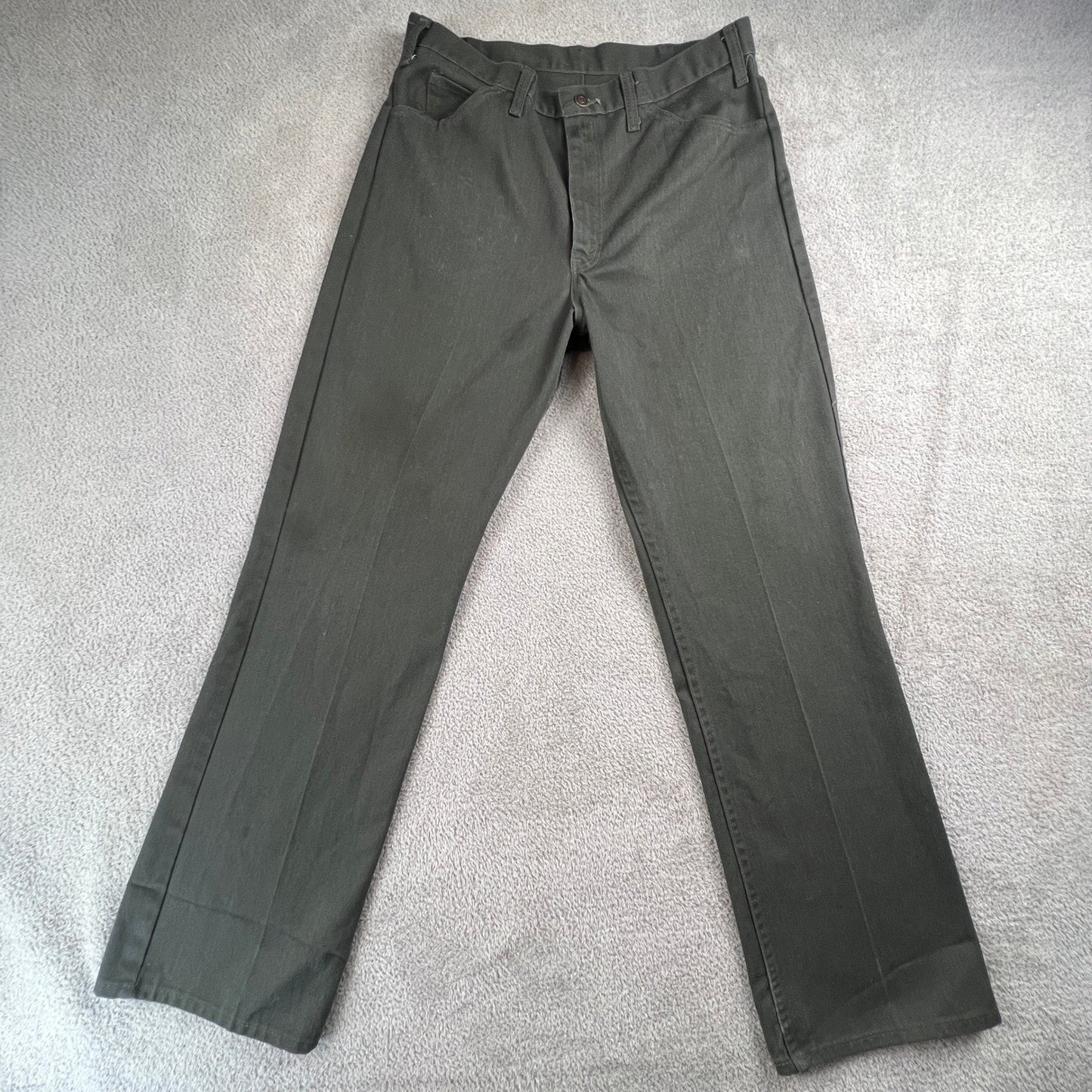 Vintage Work Pants Mens 31x31 Green No-Iron Twill Straight Leg Trousers