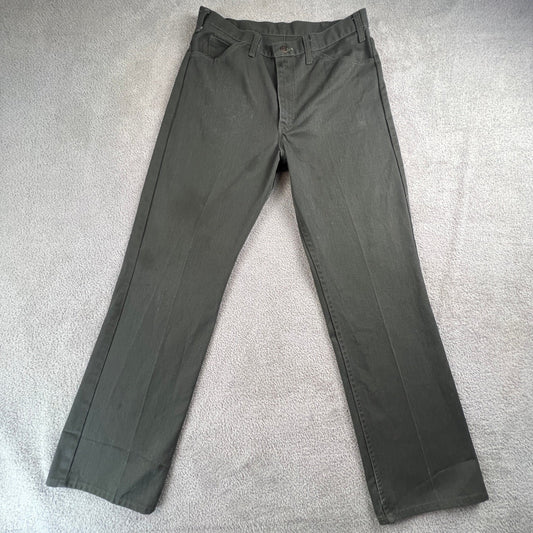 Vintage Work Pants Mens 31x31 Green No-Iron Twill Straight Leg Trousers