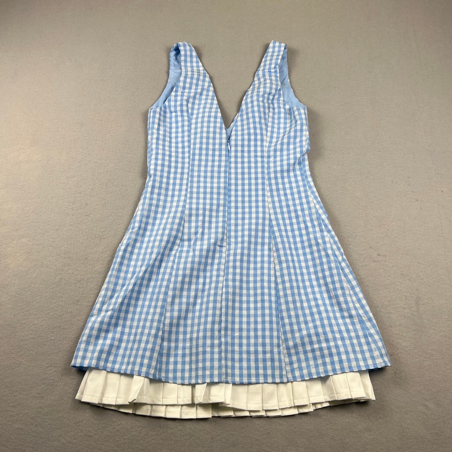 Princess Polly Mini Dress 2 Blue Gingham Pleated Hem Preppy Picnic Coquette