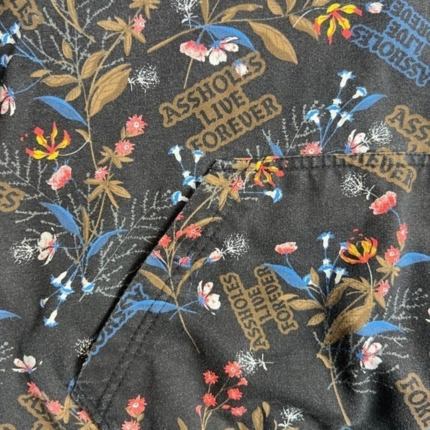 As*holes*s Live Forever Hoodie Men Large All Over Print Text Sweatshirt Pocket