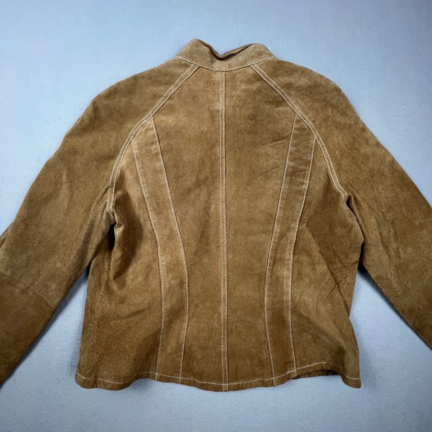 Wilsons Leather Maxima Jacket Womens L Brown Suede Contrast Stitch Moto Western