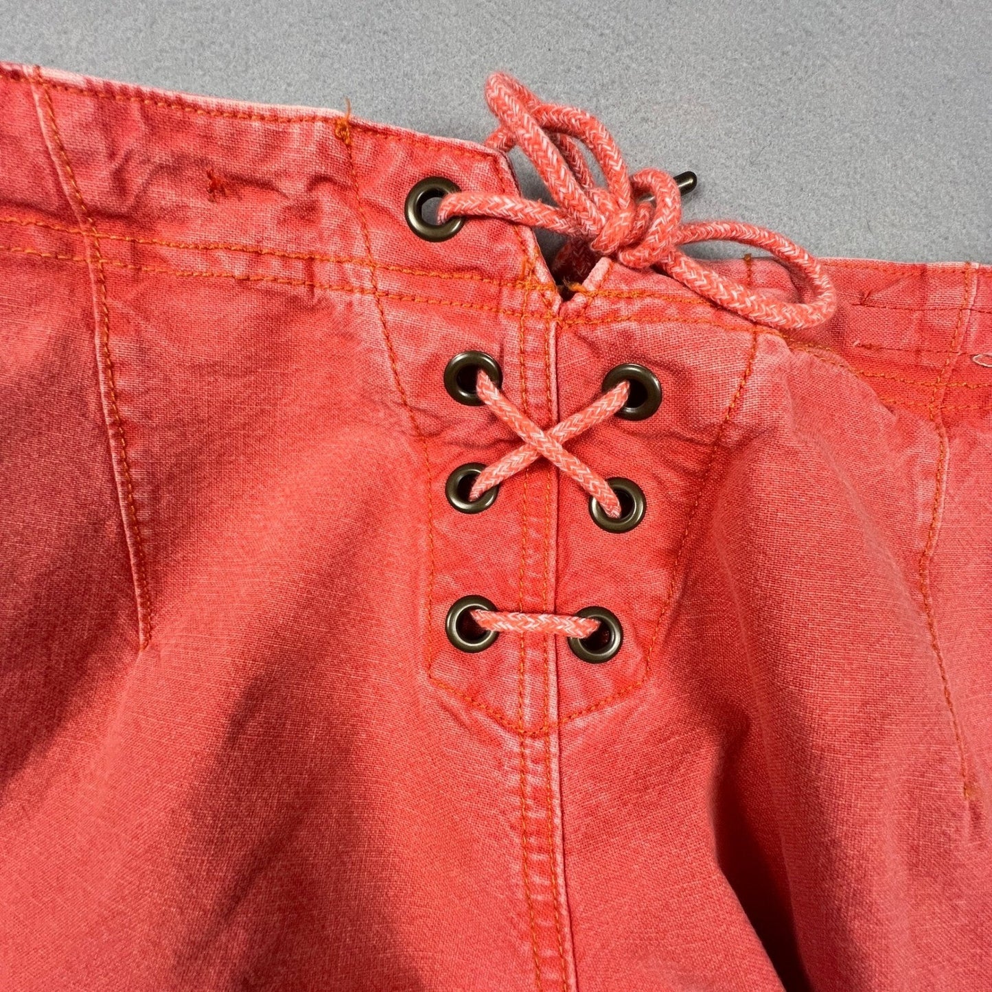 Pilcro Pants Women 27 Coral Wide Leg Button Fly Lace Up Back Boho Anthropologie