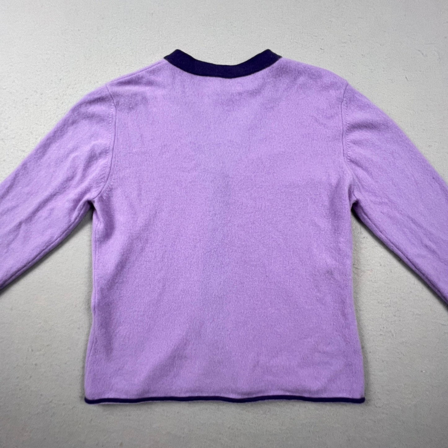 MAG Cardigan Womens L Purple 100% Cashmere V-Neck Bloomingdales Luxury Soft