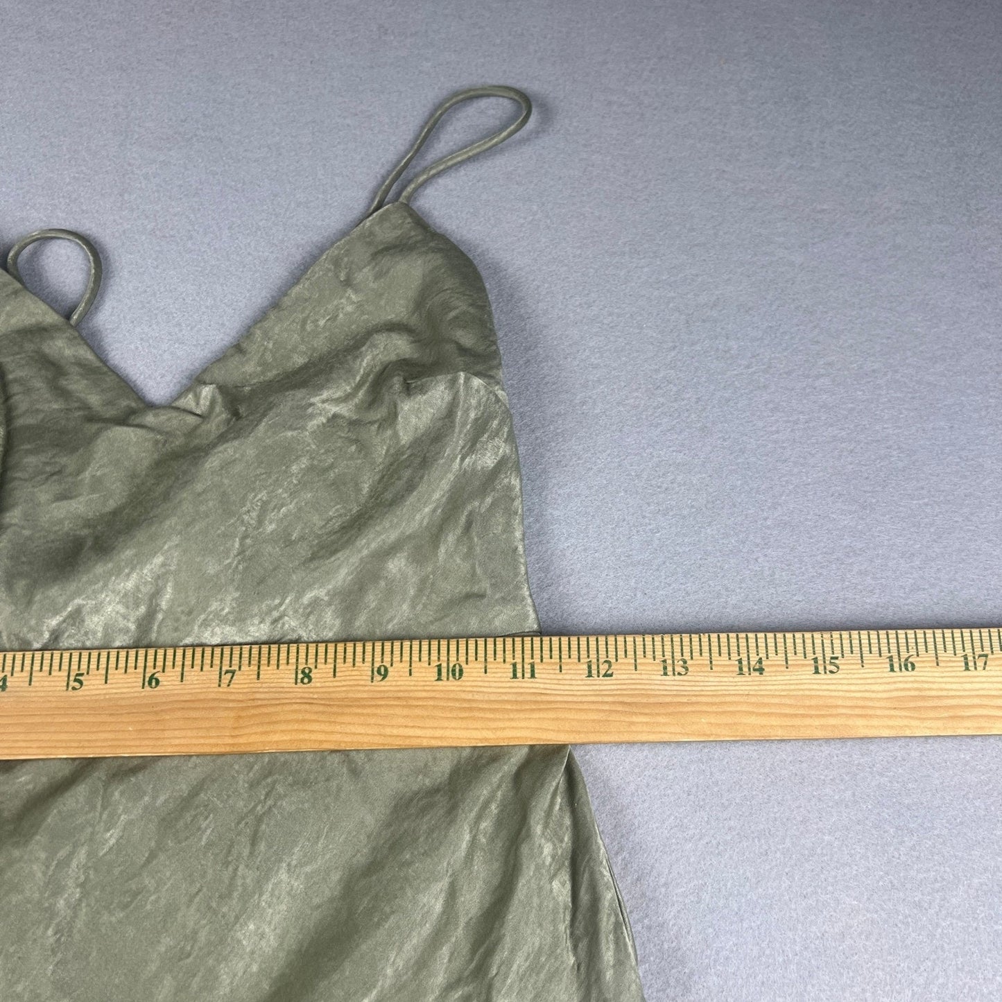 Hello Molly Satin Maxi Dress XS Sage Green Formal Cocktail Wedding Bridal