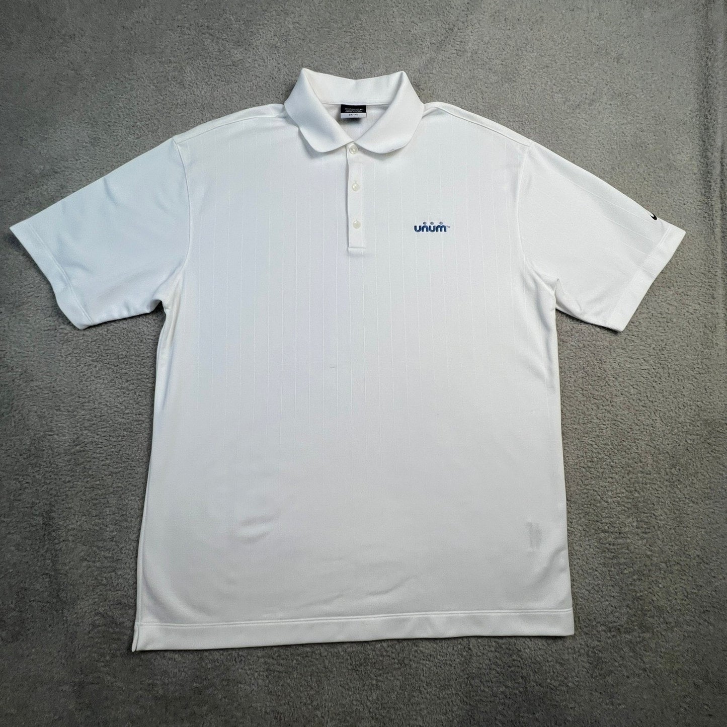 Nike Golf Dri Fit White Mens Polo Large Shirt Embroidered Unum Logo