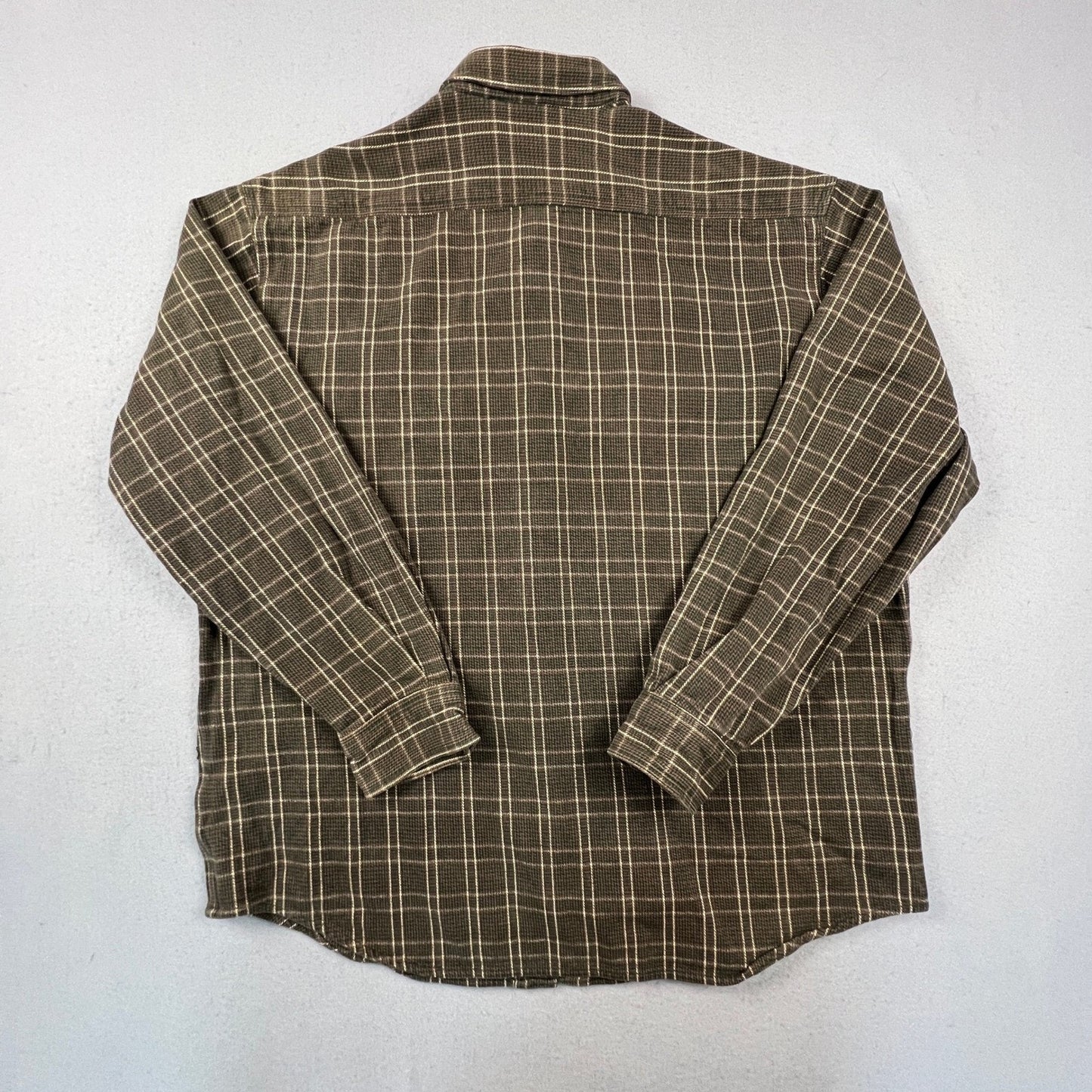 Five Brother Flannel Shirt Mens XL Green Brown Plaid Heavy Cotton Workwear Vtg