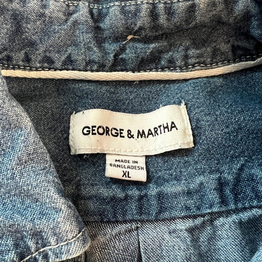 Vintage Michigan 2016 Womens Extra Large Denim Button Down George & Martha Shirt