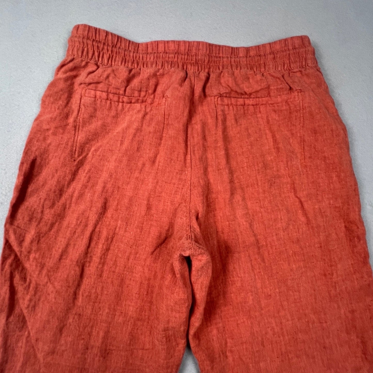Athleta Cabo Linen Jogger Pants Womens 10P Orange Wide Leg Crop Casual Summer