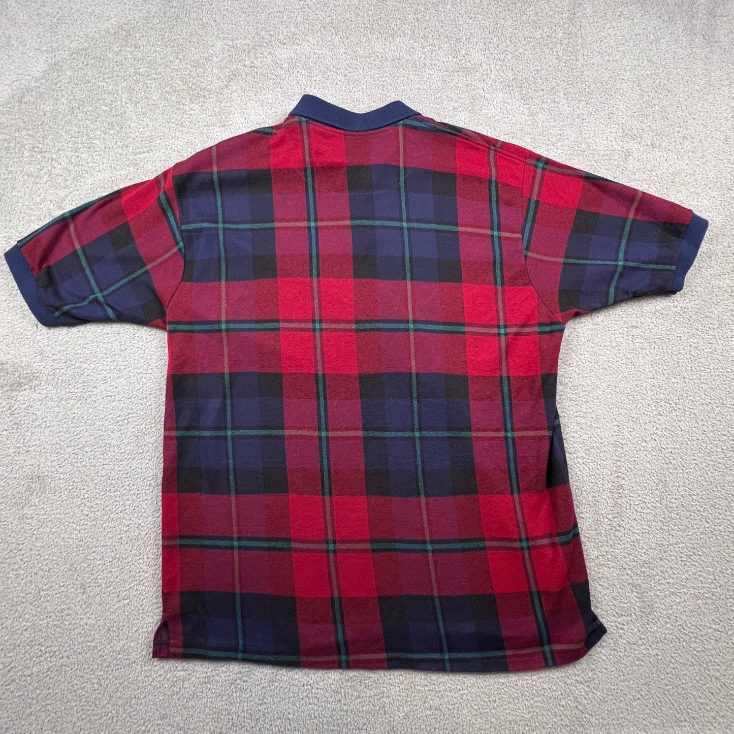 VTG Plaid Polo Shirt Mens XL Sporty Cotton Golf USA New River Co Preppy College
