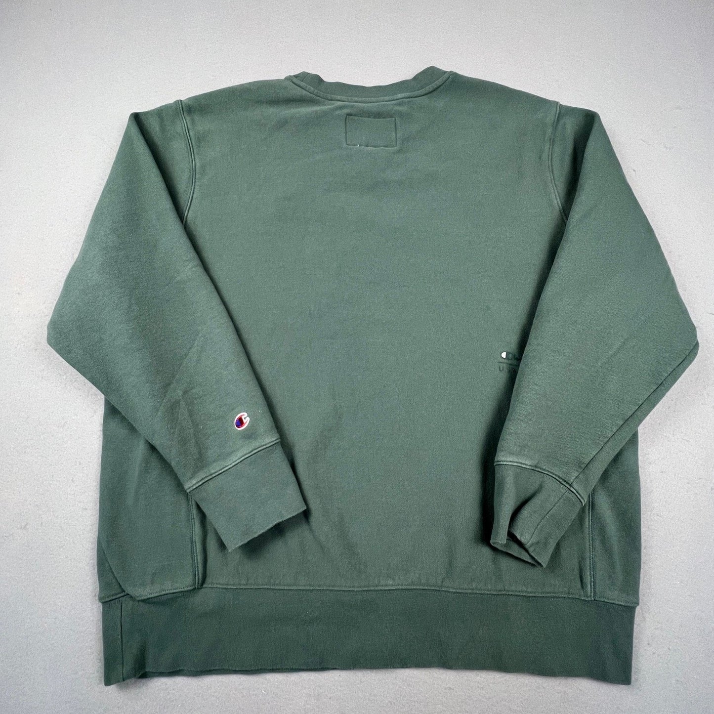 Champion Sweatshirt Men XXL Green Reverse Weave Big Logo Crewneck Pullover Sport