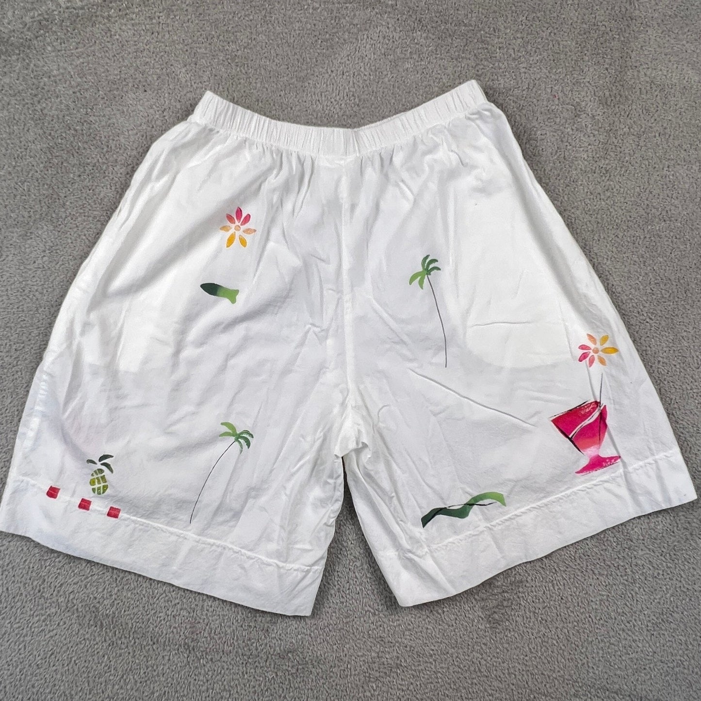 VTG Play Alegre Hand Painted Shorts Womens L Tropical Cotton Beach Summer Boho