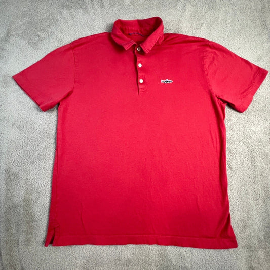 Patagonia Mens Polo Shirt Medium Red Organic Cotton Fitz Roy Trout Logo Casual