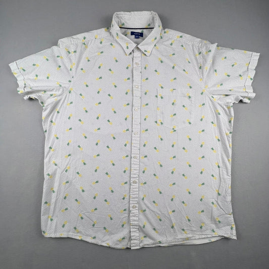 Tropical Button Down Shirt Mens 3XL Tall Pineapple Polka Dot Casual Apt. 9