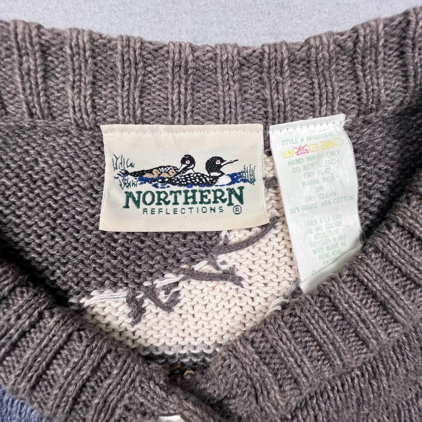 Northern Reflections Cardigan Sweater Womens XL Grey Winter Polar Bear Vintage