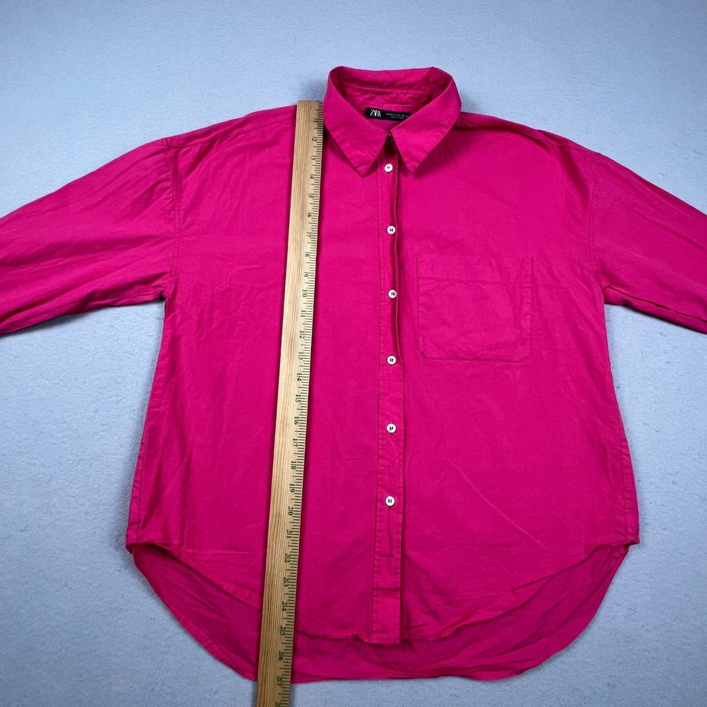Zara Button Down Shirt Womens XS Pink Oversized Long Sleeve Casual Basic Top