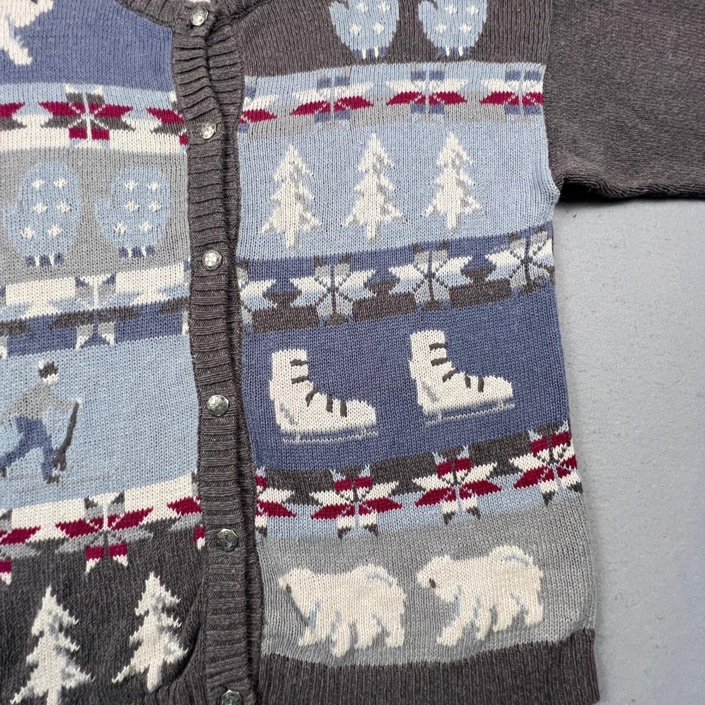 Northern Reflections Cardigan Sweater Womens XL Grey Winter Polar Bear Vintage