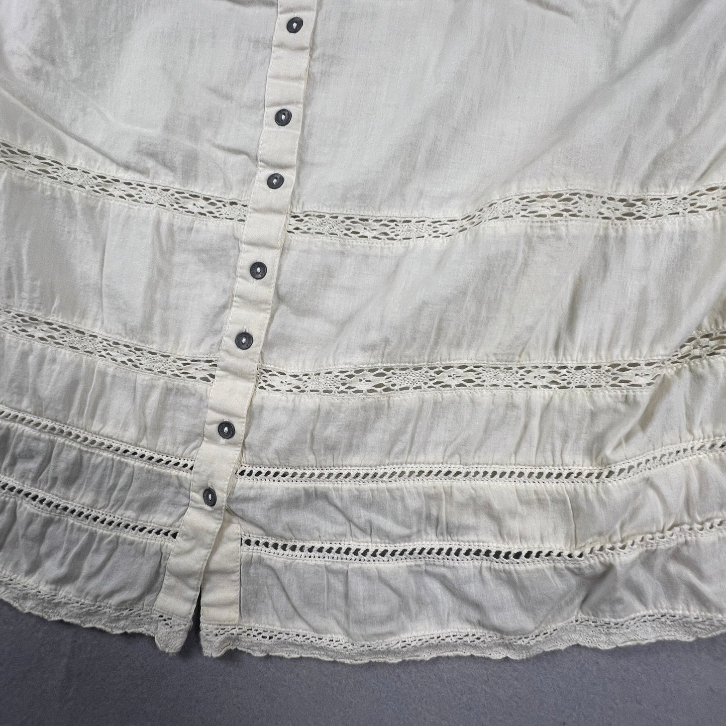 100% Cotton Silver Jeans Co Tank Top Women XL Cream Crochet Lace Boho Fairycore Blouse