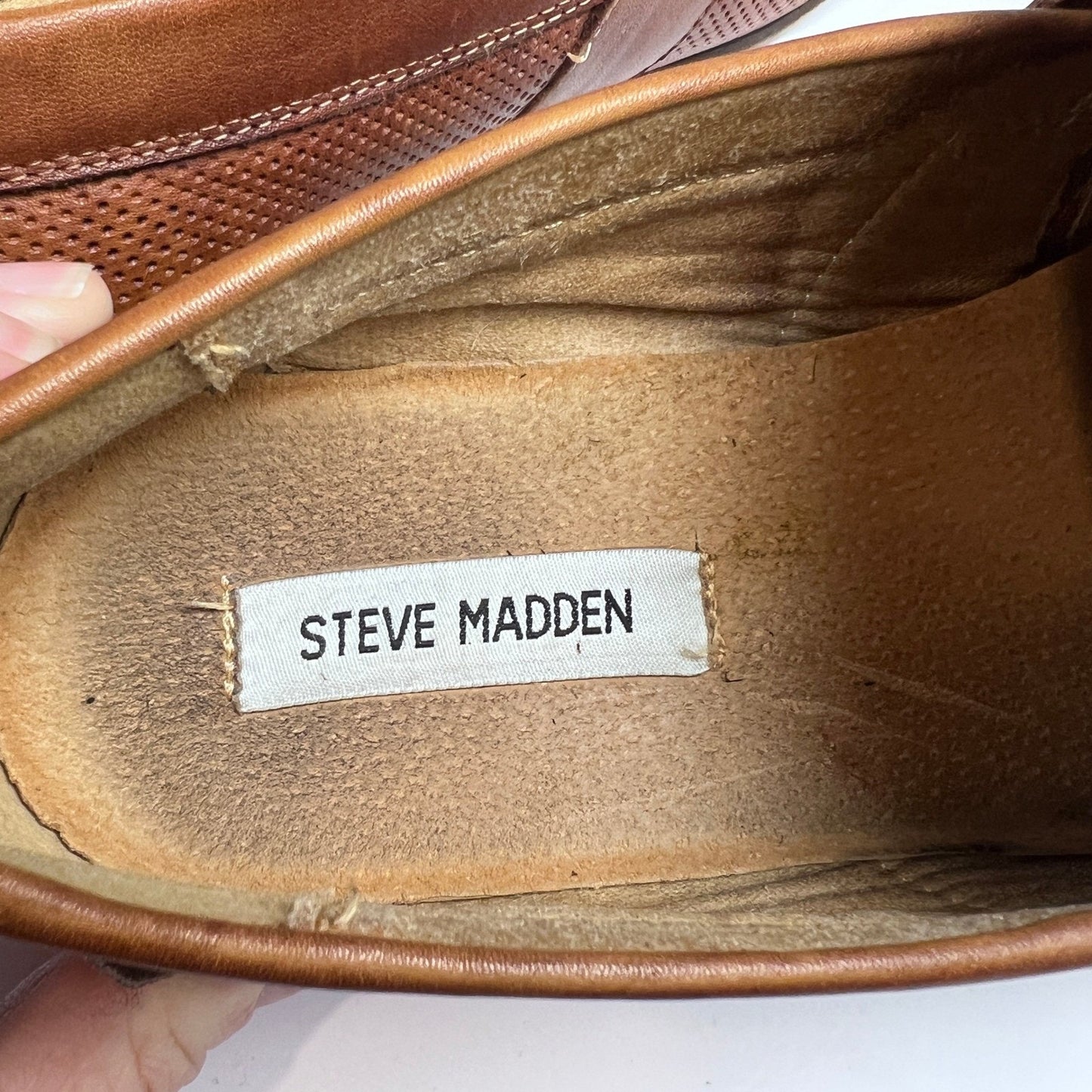 Steve Madden Leather Dress Shoes Men's Size 10 Casual Loafers Perforated Slip-on