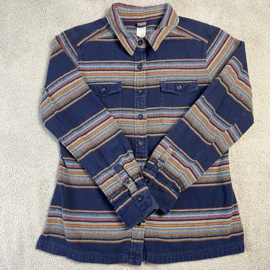 Patagonia Organic Cotton Striped Flannel Shirt Women's Size 6