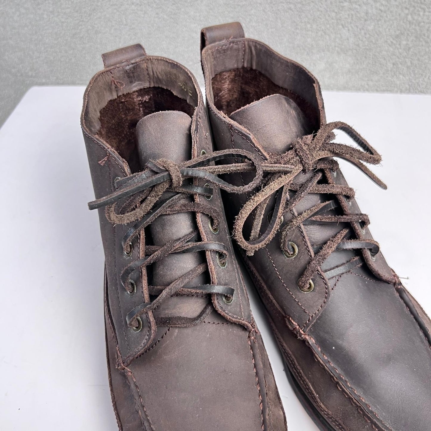 St. John's Bay Men's Ankle Boots Size 11 Brown Leather Lace Up Vintage