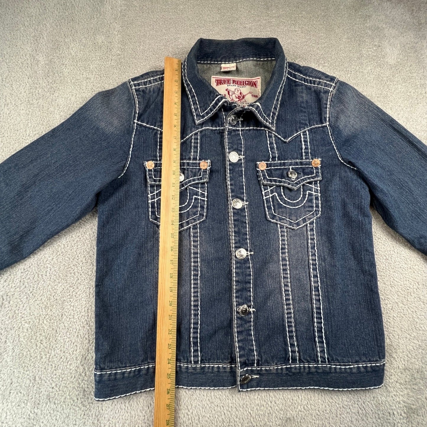 True Religion Denim Jacket Mens 3XL Blue Joey Super T Big Stitch Western Y2K
