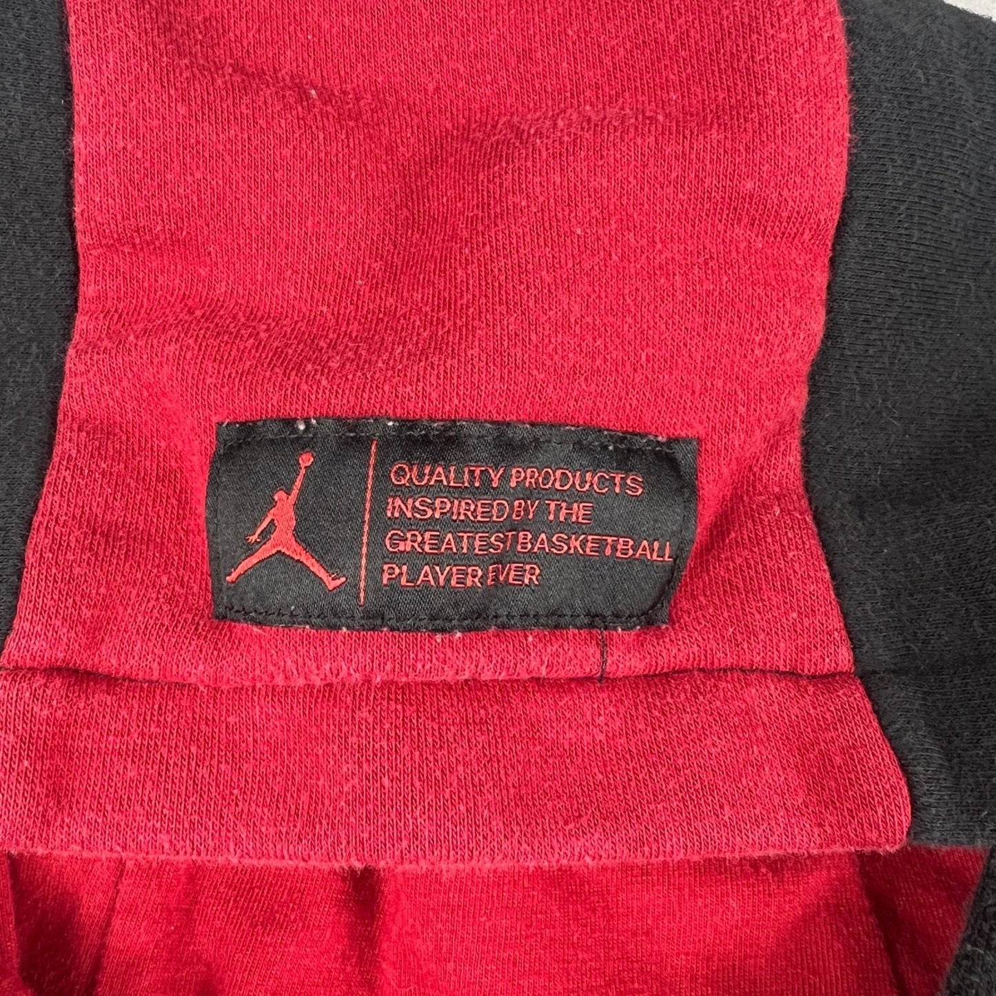 Jordan Hoodie Boys L Black Red Jumpman Graphic Zipper Pocket Fleece Pullover VTG