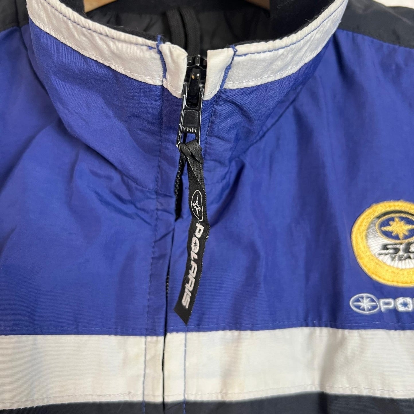 Vintage Polaris Snowmobile Jacket Men's Extra Large Blue Bomber Racing Team Coat
