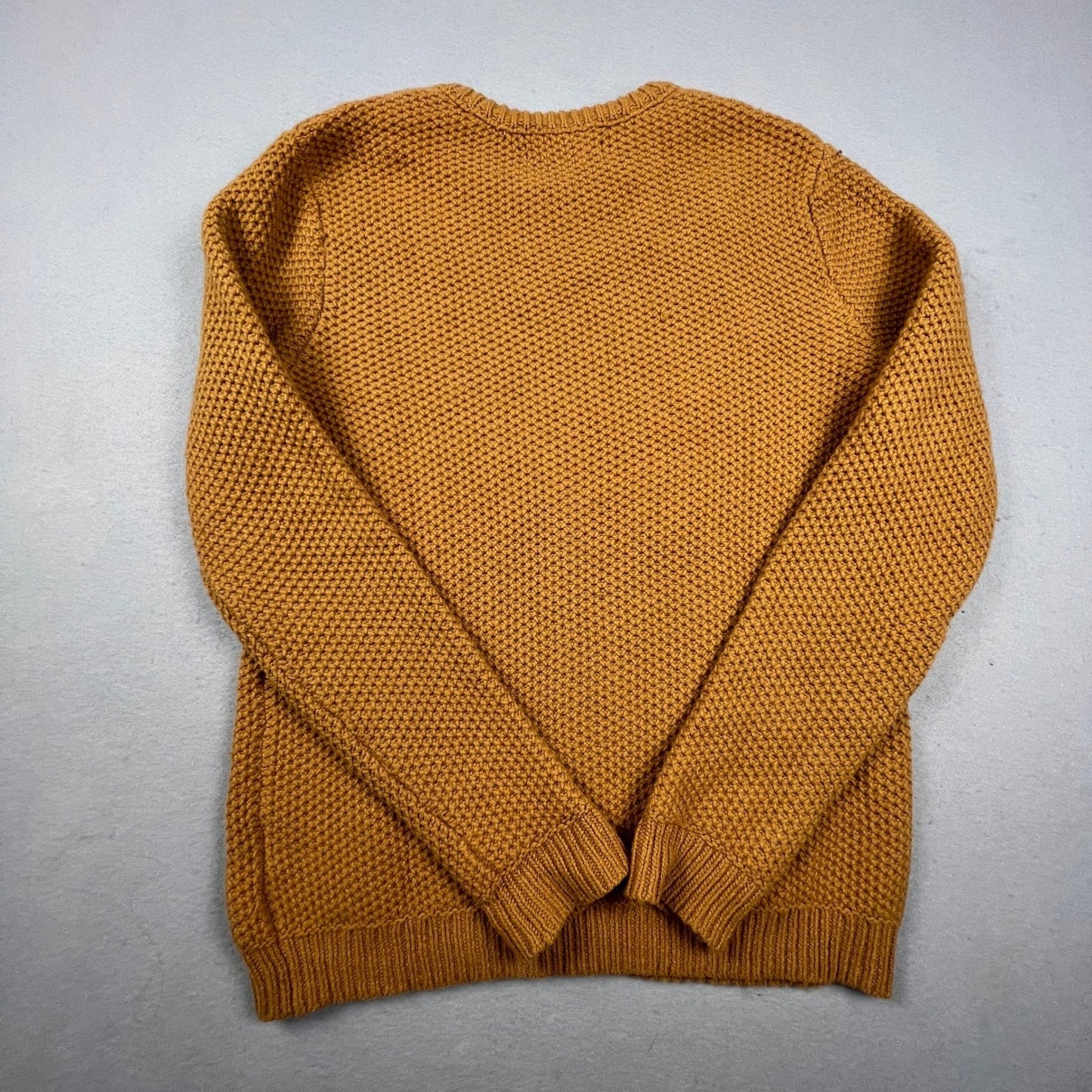 Outerknown Sweater Mens M Mustard Yellow Wool Organic Cotton Waffle Knit Coastal