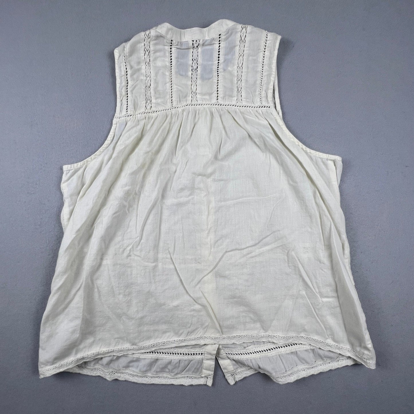 100% Cotton Silver Jeans Co Tank Top Women XL Cream Crochet Lace Boho Fairycore Blouse