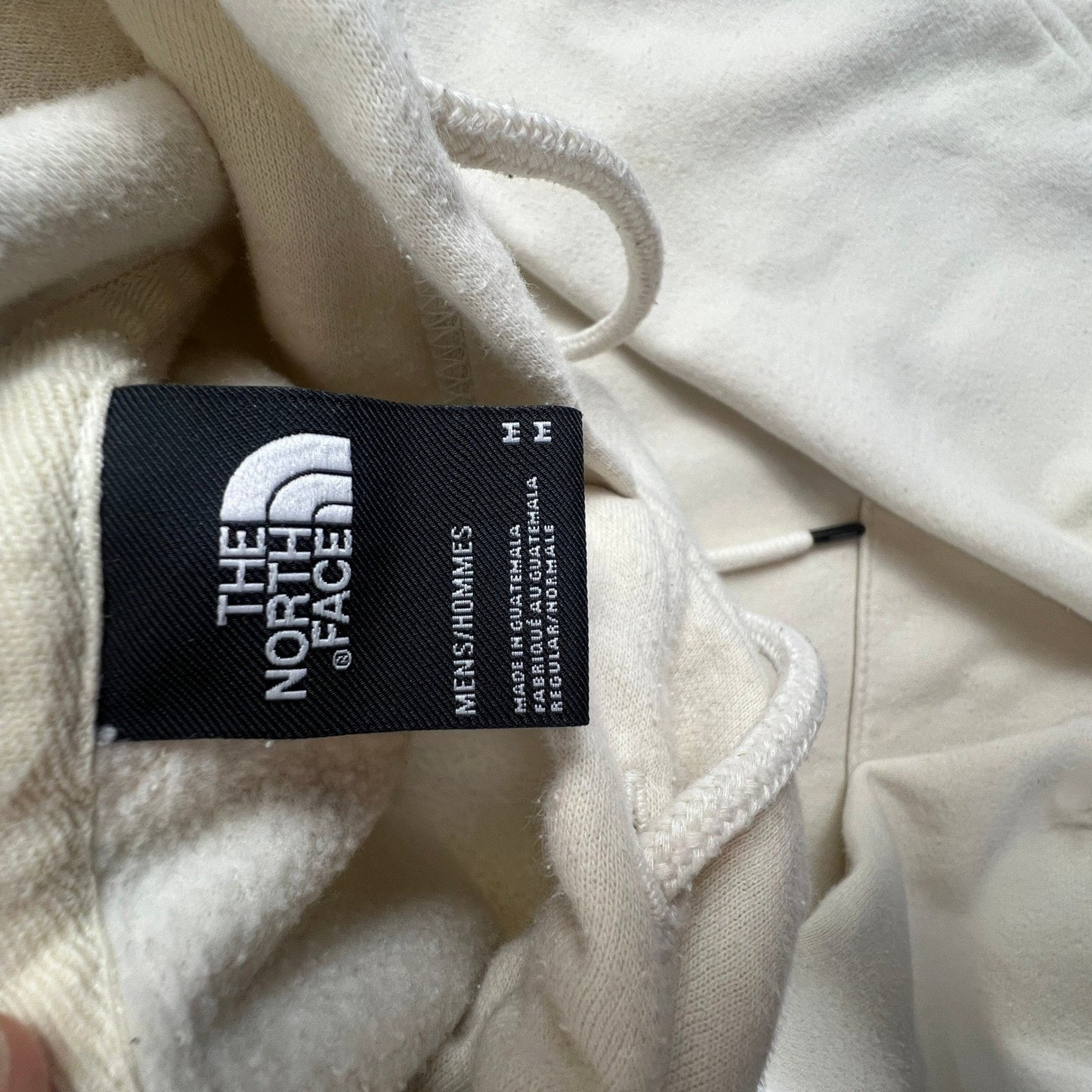 The North Face Mens Pullover Hoodie Medium Cream White Logo Sweatshirt Half Dome