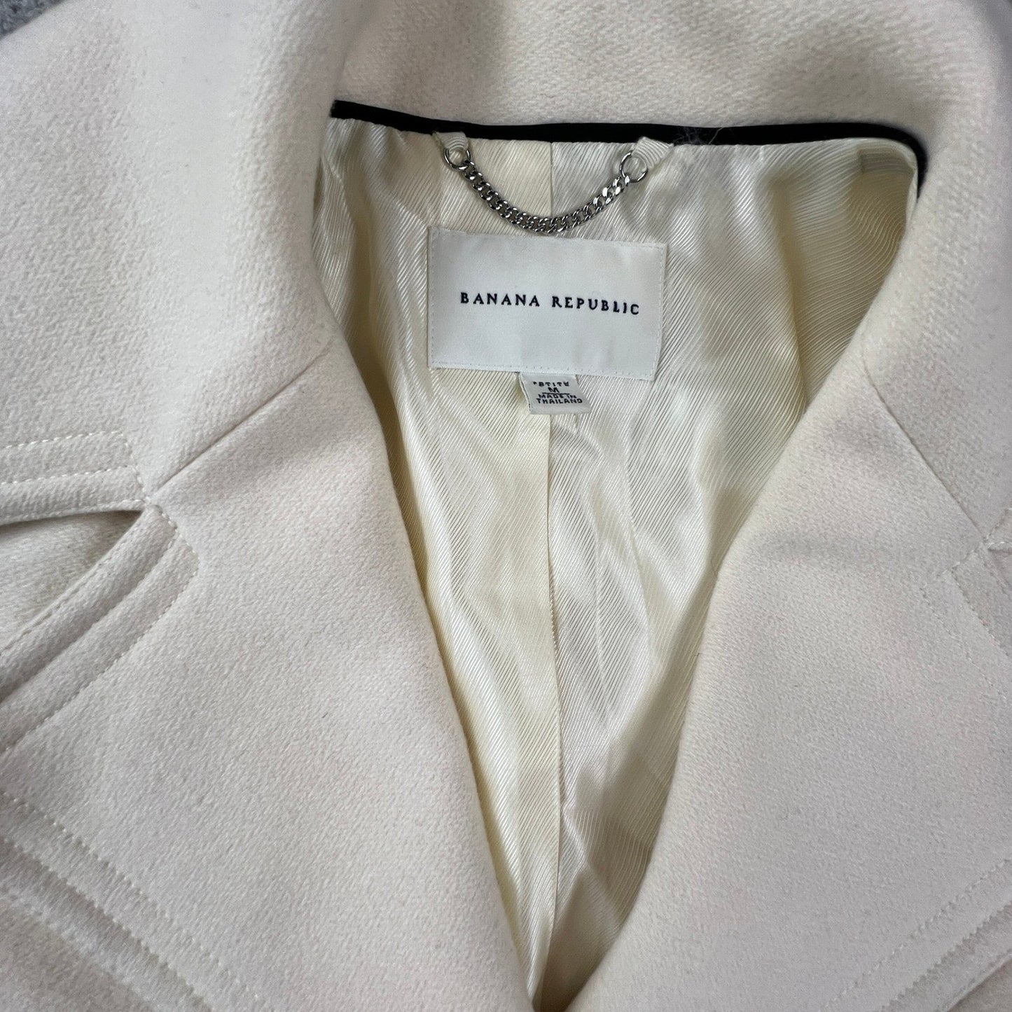 Banana Republic Womens Wool Blend Trench Coat Petite Medium Cream Ivory Minimal