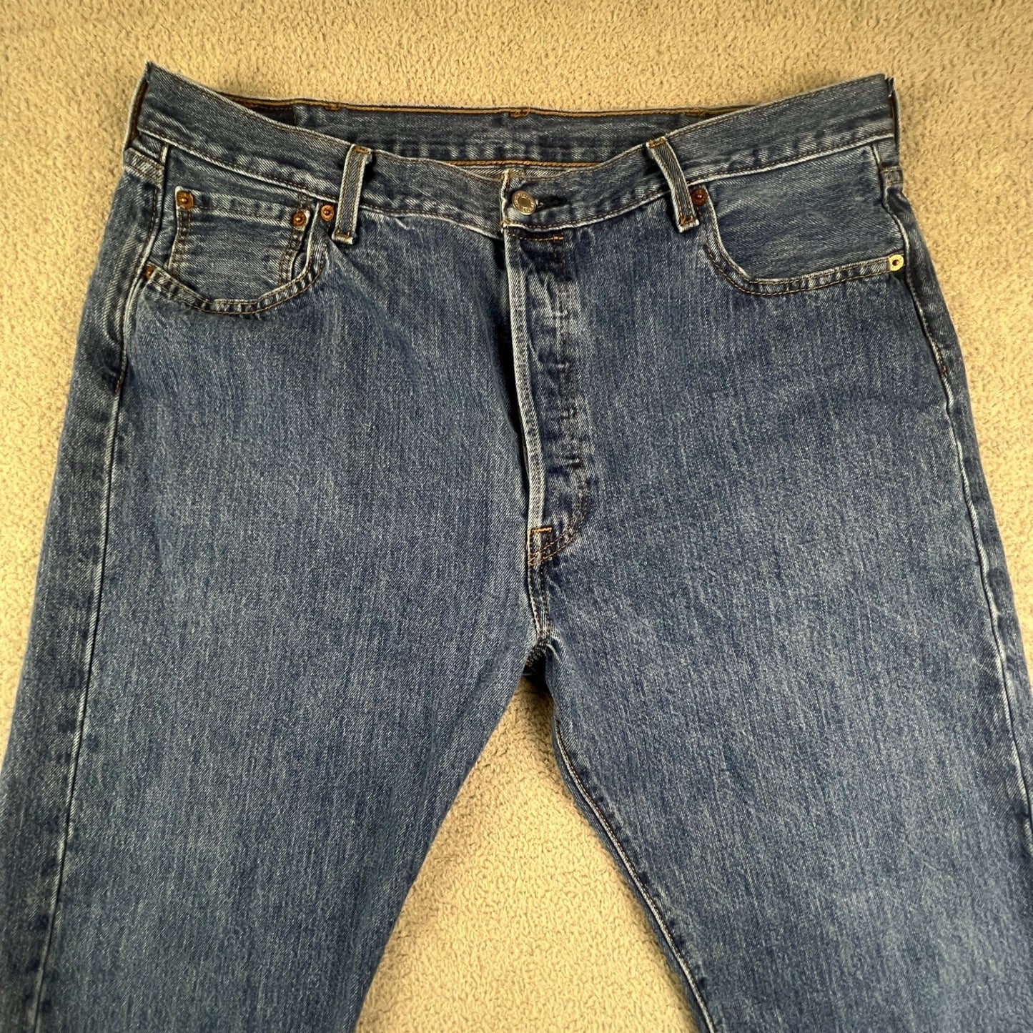 Levis 501 Original Fit Mens Jeans Blue Straight Leg Denim W40 L32 Classic Biker