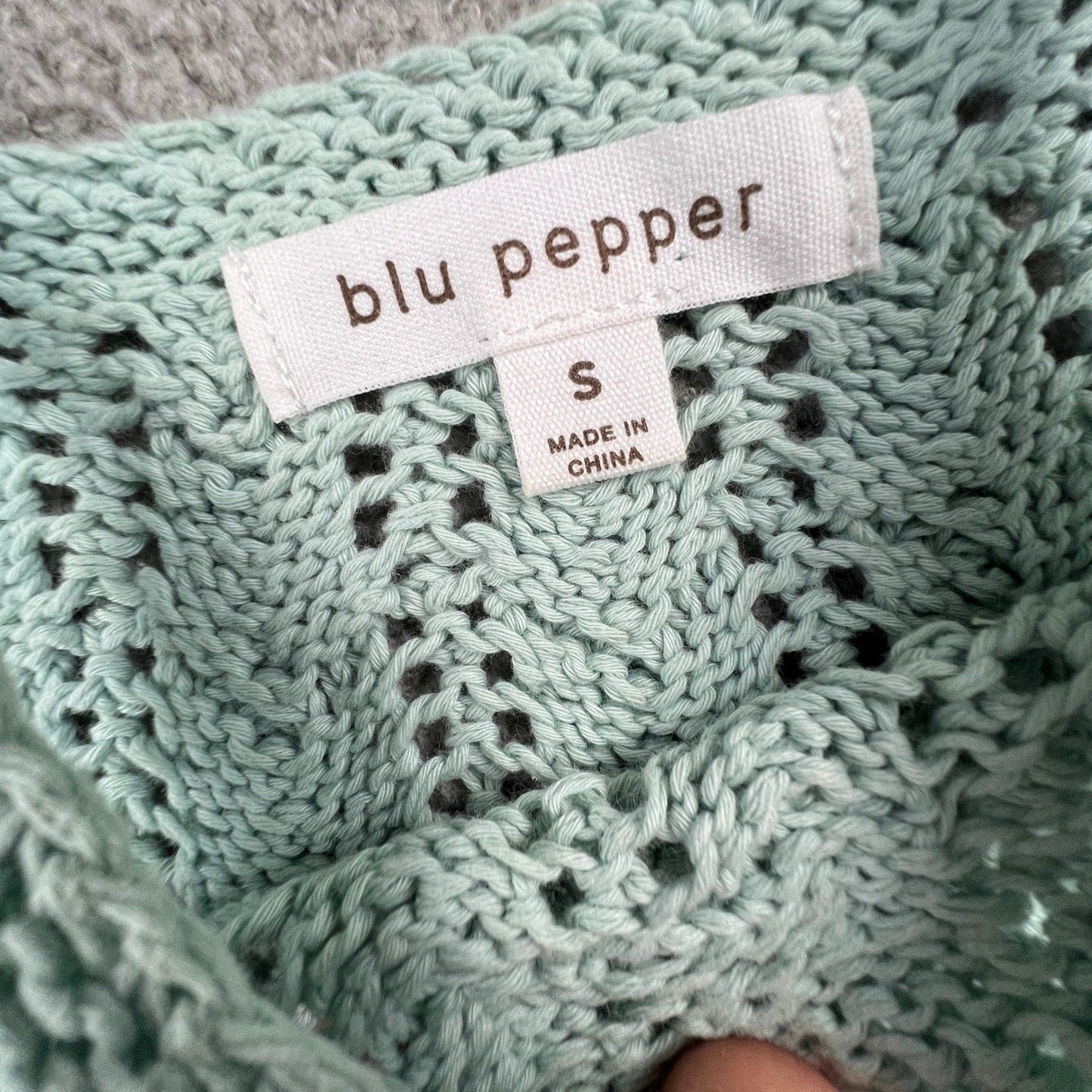Crochet Knit Halter Top Womens Small Mint Green Boho Festival Blu Pepper
