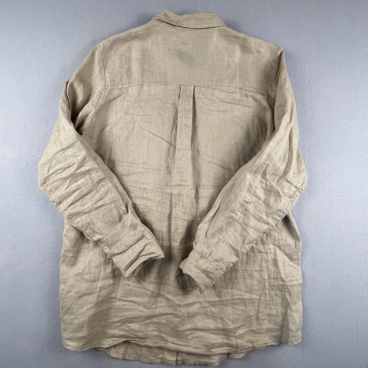 Gap 100% Linen Boyfriend Shirt Mens Medium Beige Casual Coastal Minimal Summer