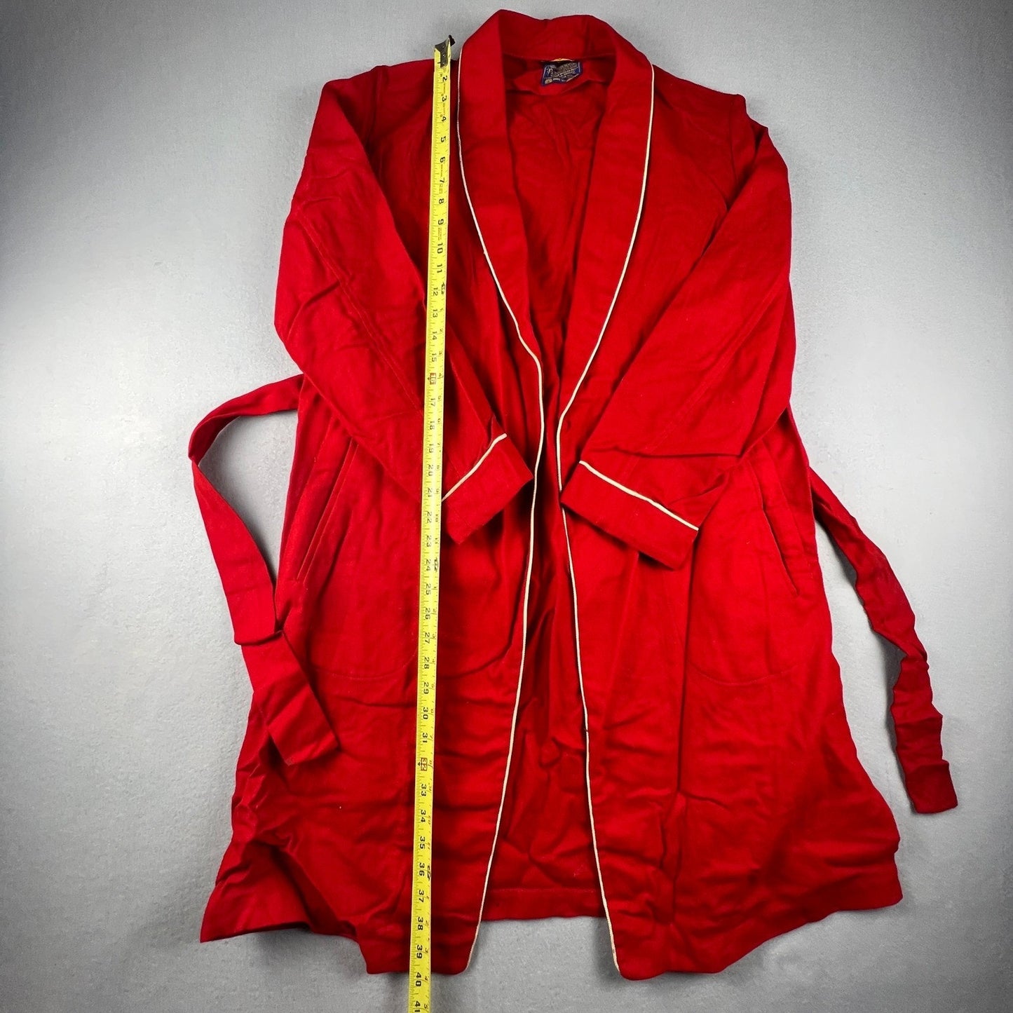 VTG Pendleton Robe Womens Medium Red Wool Piping Belted Loungewear Classic