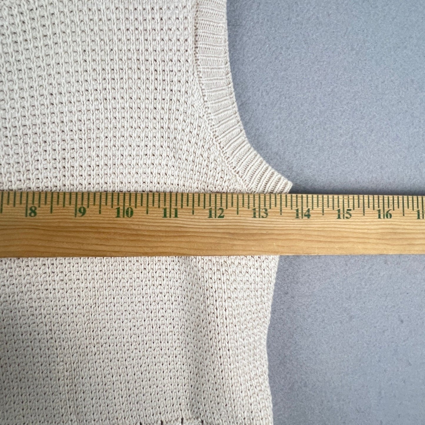 Cicard Knit Tank Top Womens Medium Beige Ruffle Peplum Pointelle Minimalist