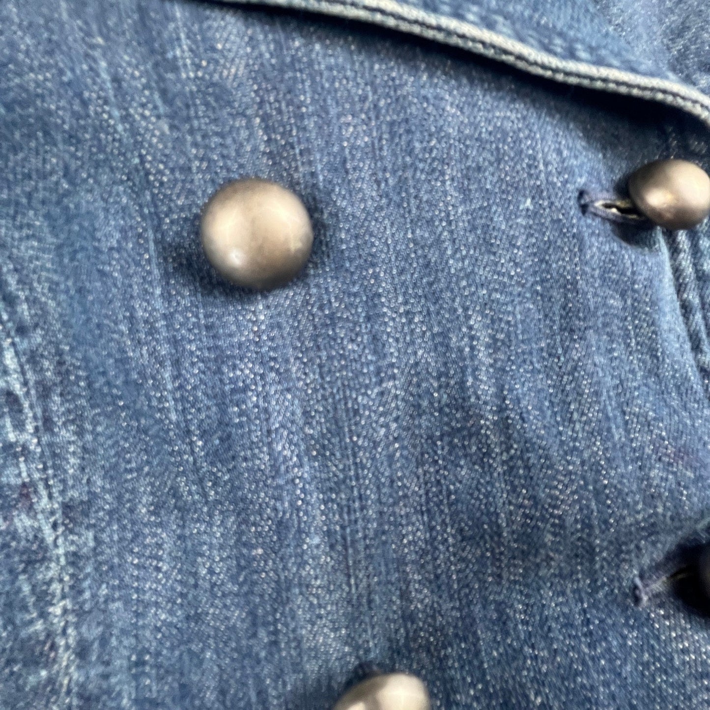 Vintage Denim Military Jacket NapoleonJacket Size 10 Double Breasted Y2K