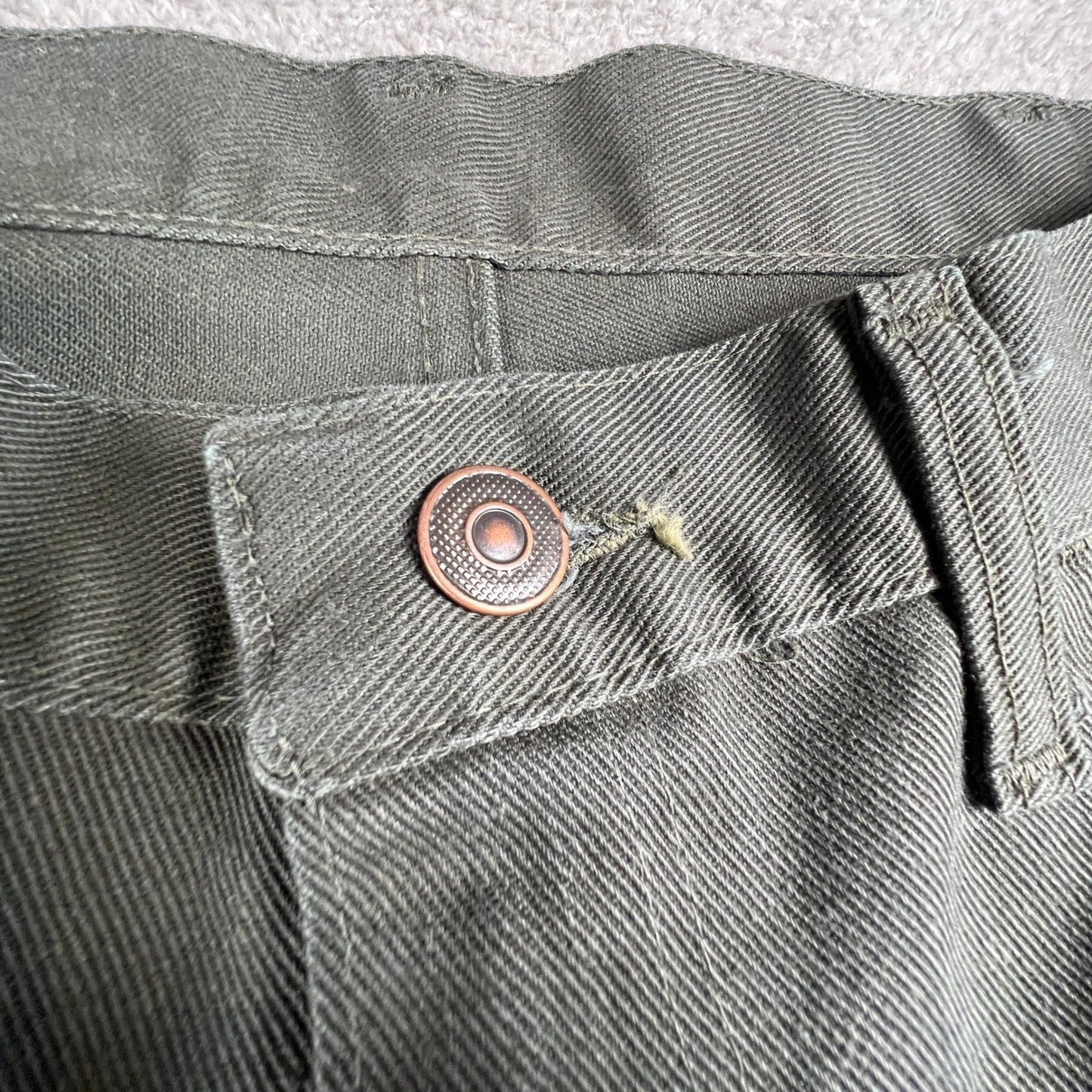 Vintage Work Pants Mens 31x31 Green No-Iron Twill Straight Leg Trousers
