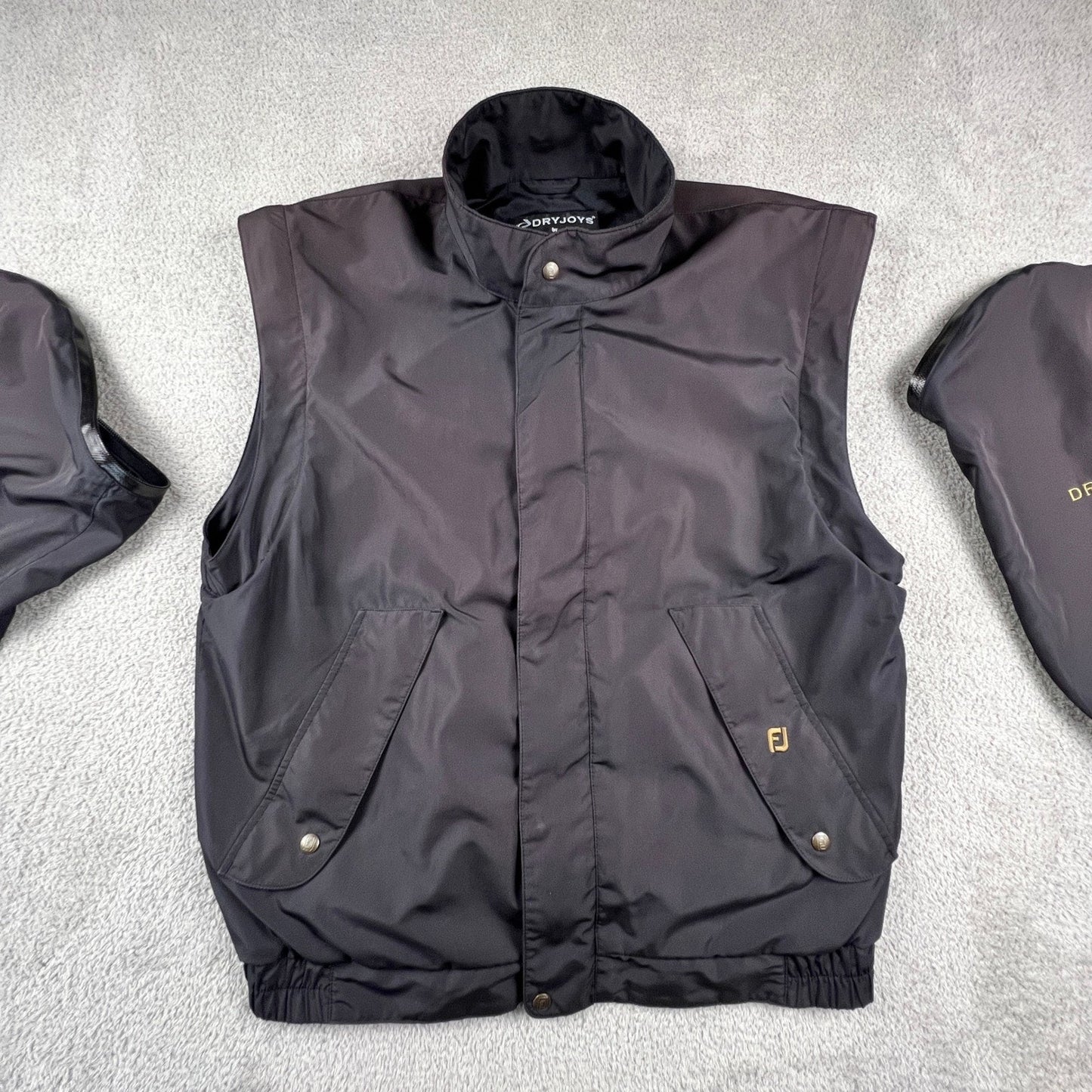 FootJoy DryJoys Mens Medium Black Convertible Golf Jacket Zip Off Sleeves Vest