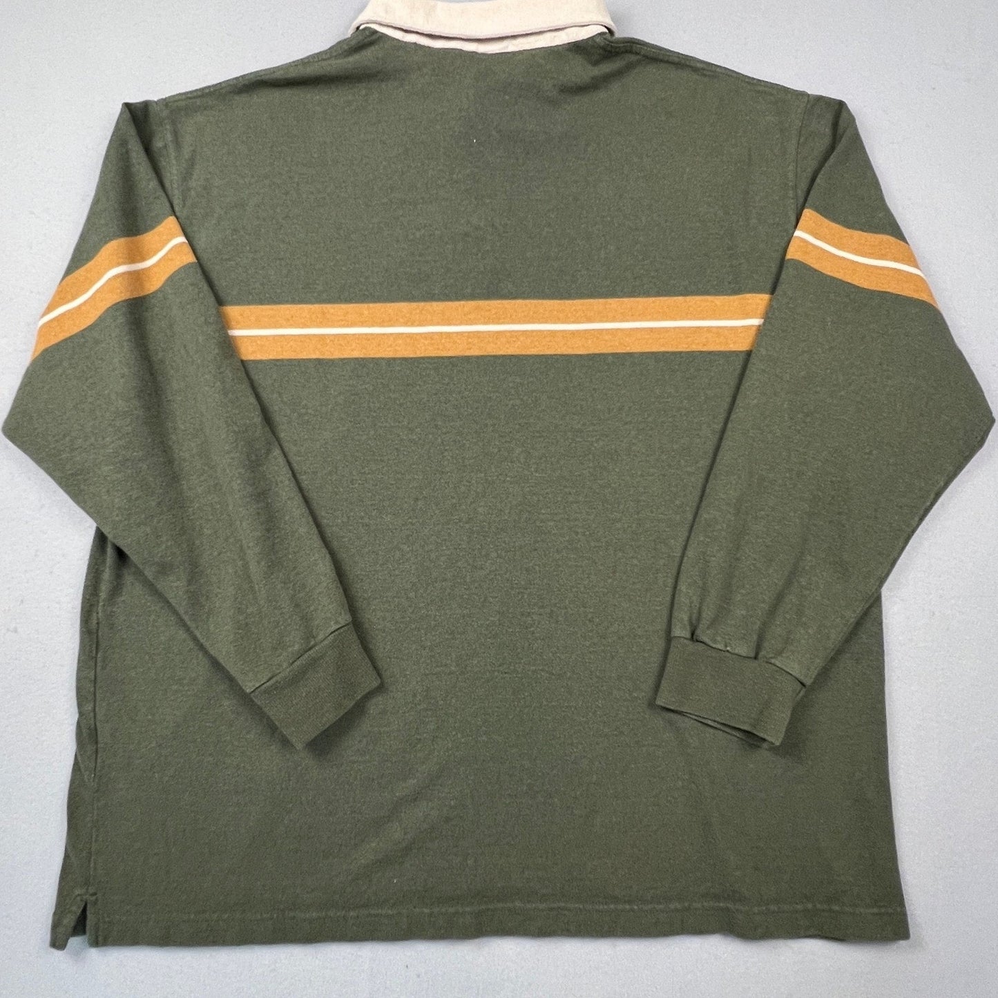 VTG St Johns Bay Rugby Shirt Mens 2XLT Long Sleeve Striped Cotton Blend Casual