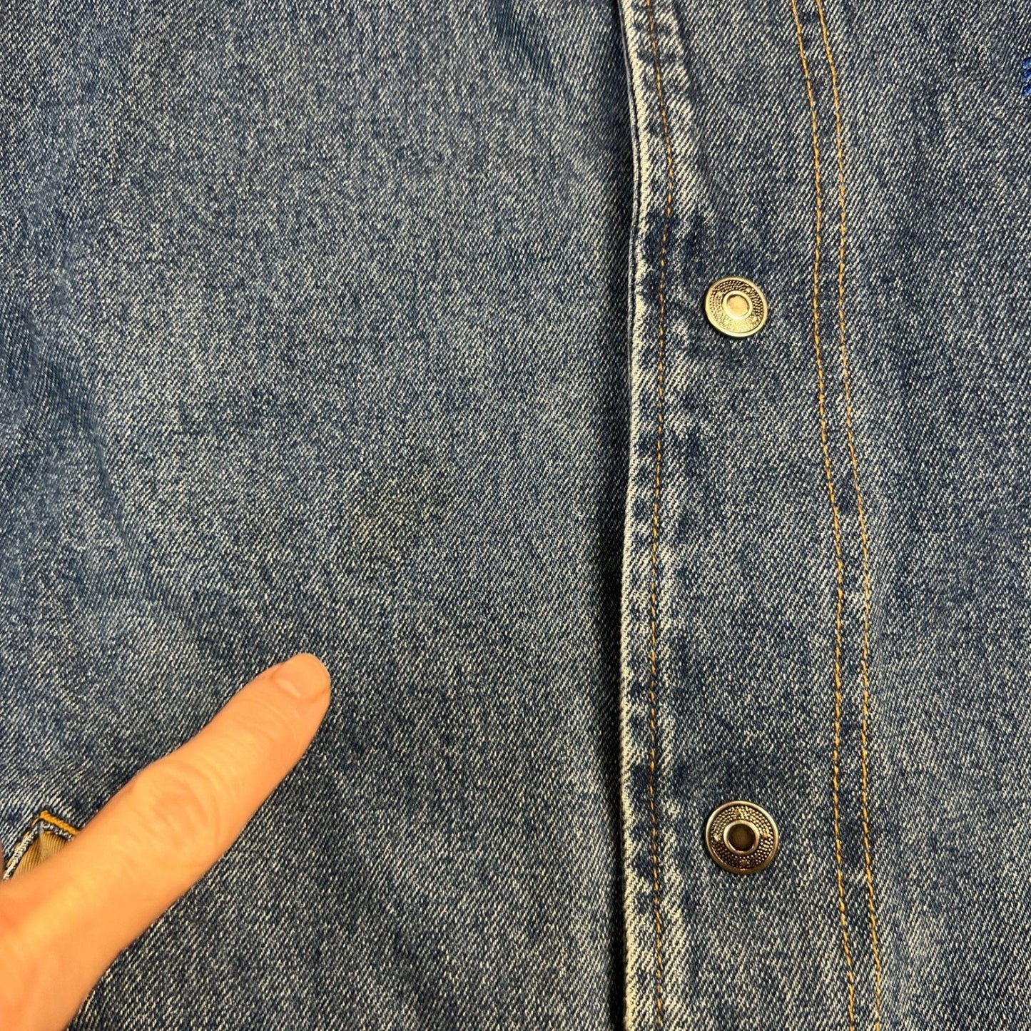 Veintage Dunbrooke Denim Jacket Mens XL Varsity Blue Tan Porta Dock Bomber