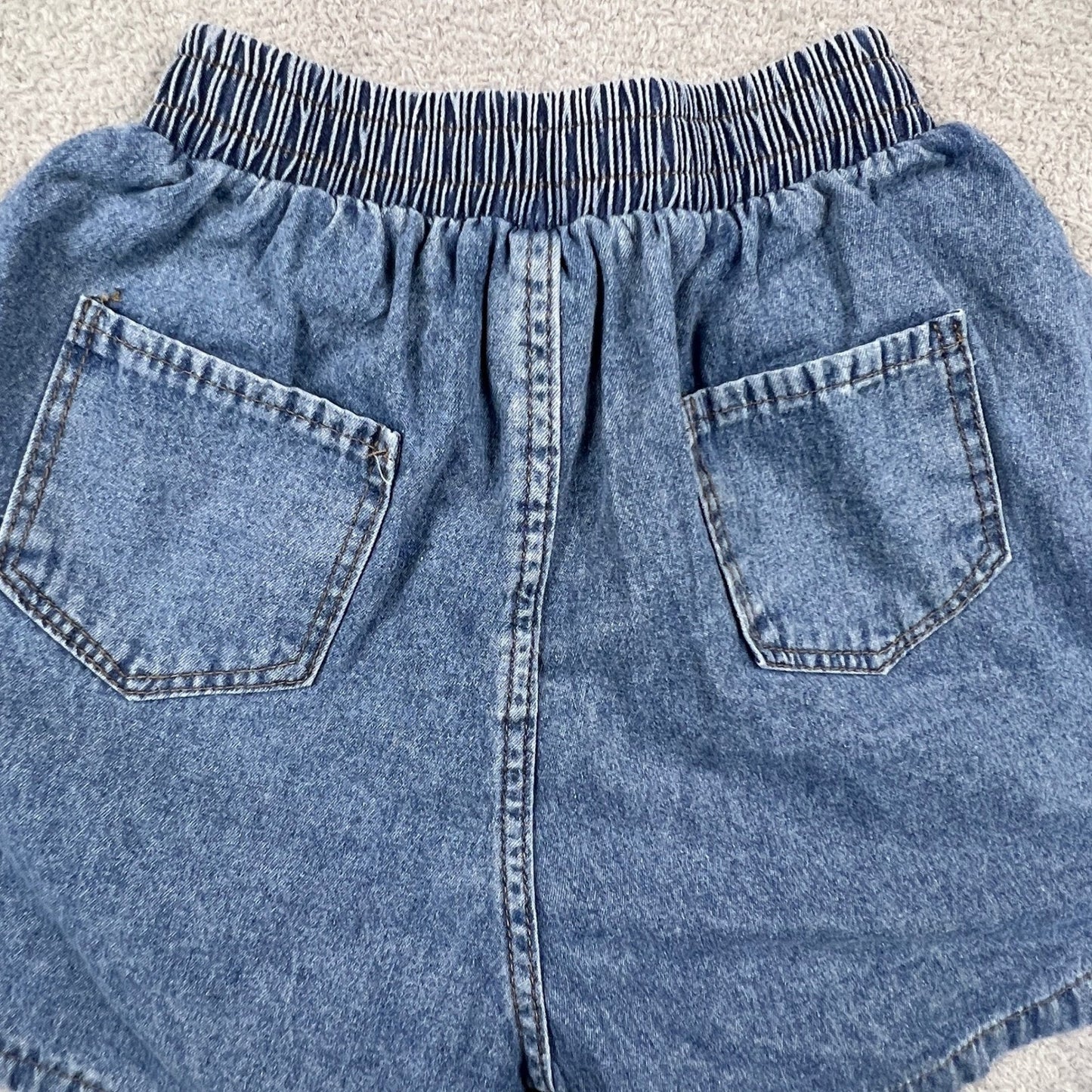 Retro Mom Aesthetic Denim Shorts Womens XS Blue Elastic High Waist VTG