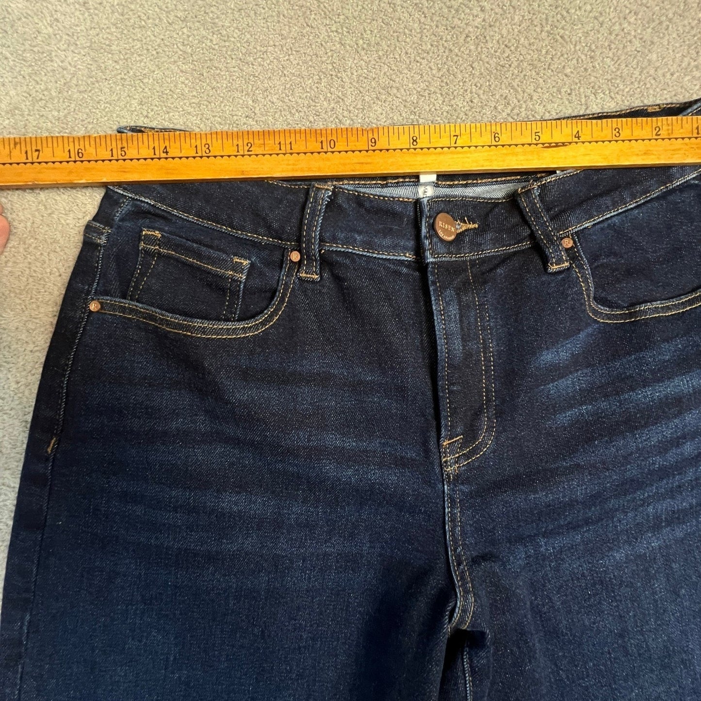 Risen Jeans Women's Size 7 High Rise Wide Leg Dark Wash Denim Jeans 28" Waist