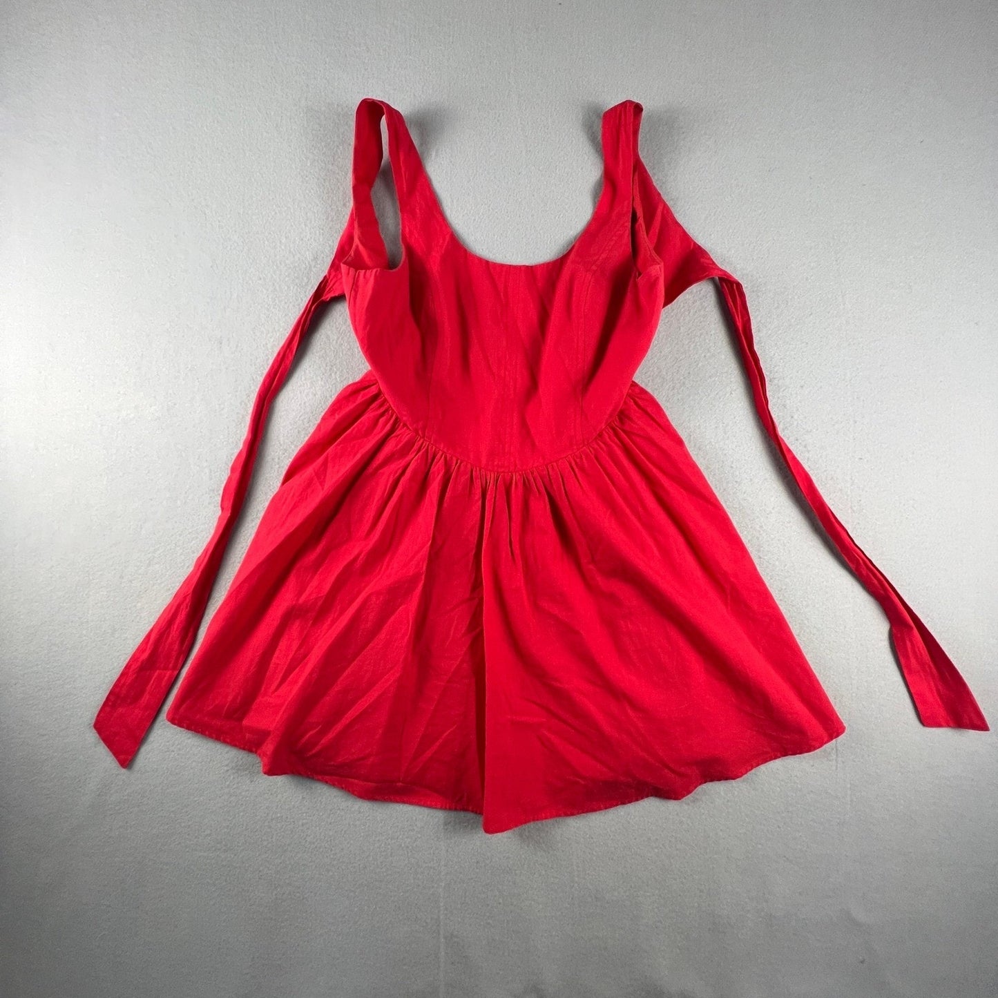 Party Flare Dress Medium Red Open Back Bow Summer Bridal Bridesmaid Cocktail