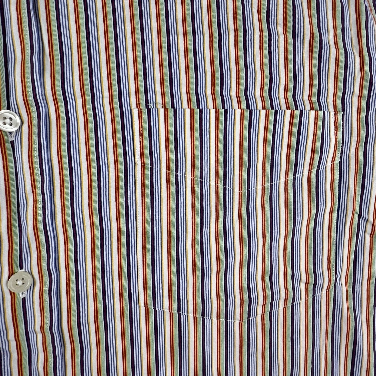 VTG J.Crew Button Down Shirt Mens L Color Stripe 100s 2 Ply Hong Kong Business