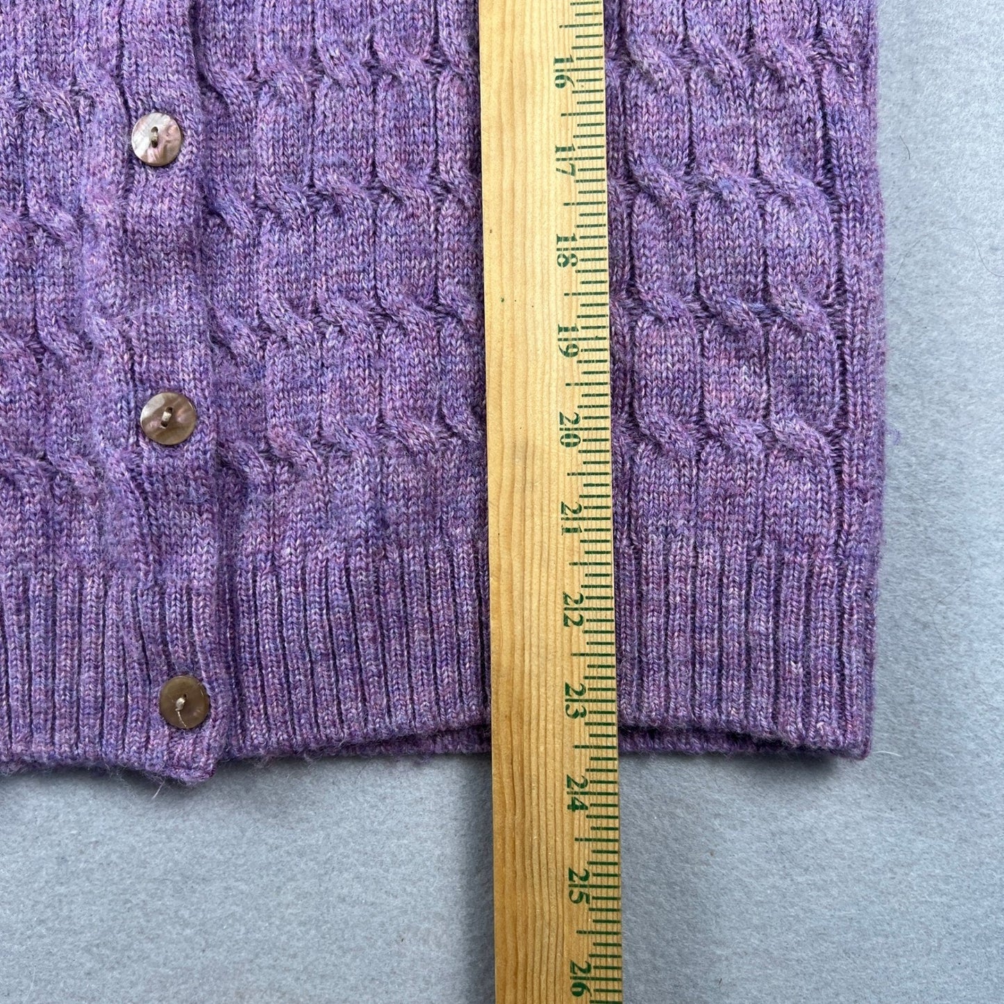 VTG Style 100% Wool Norm Thompson Cardigan Sweater Small Cable Knit Classic